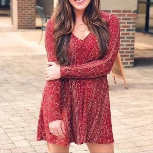 Show Me your Mumu Bryce Hutton Stripe Maroon Paisley Short Dress Womans Large - Picture 7 of 10